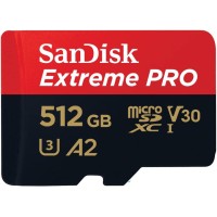 SanDisk Extreme PRO Micro SDXC UHS-I Memory Card 512 GB + Adapter And RescuePRO Deluxe 